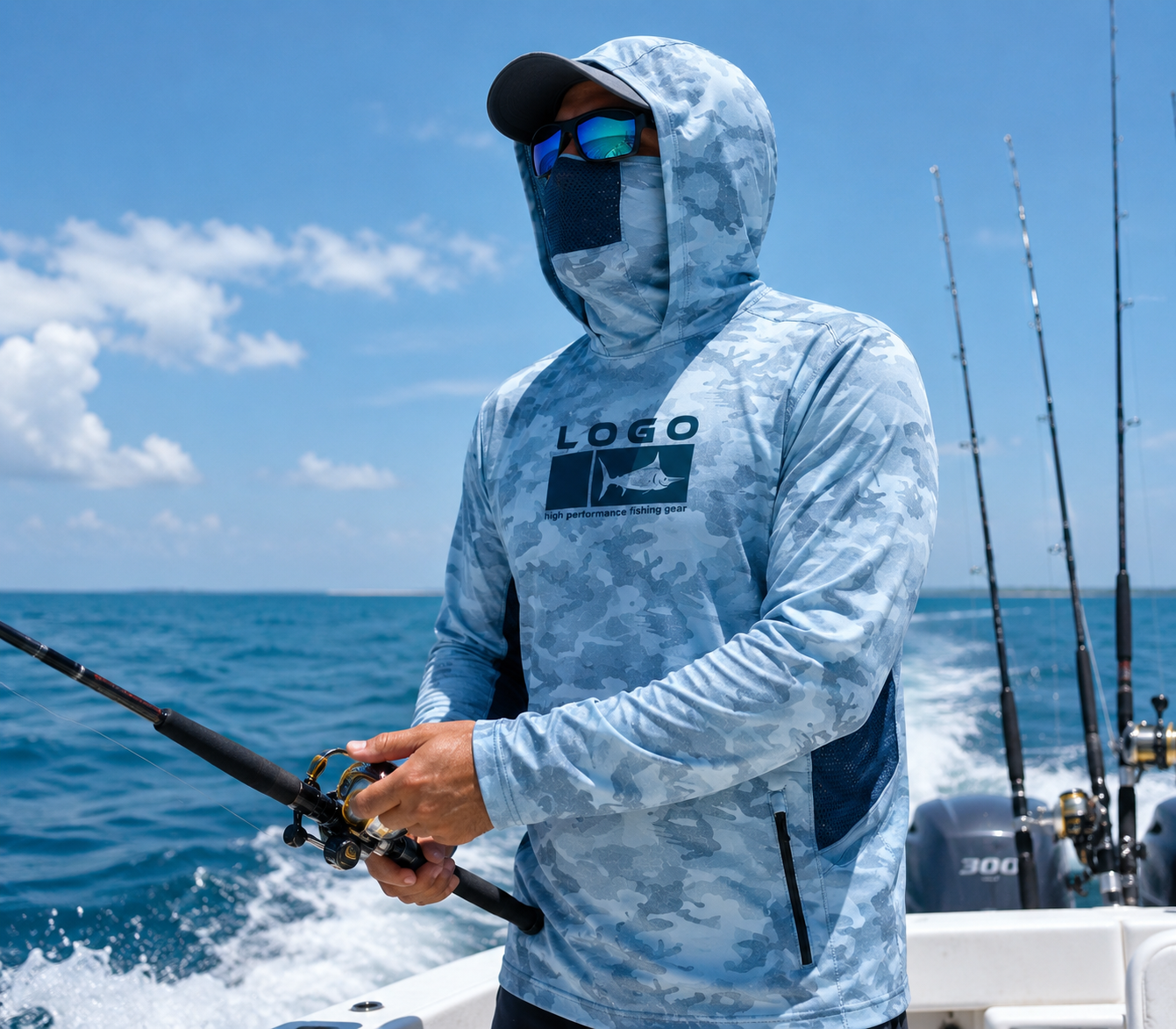 Fishing Hoodie with Face Mask