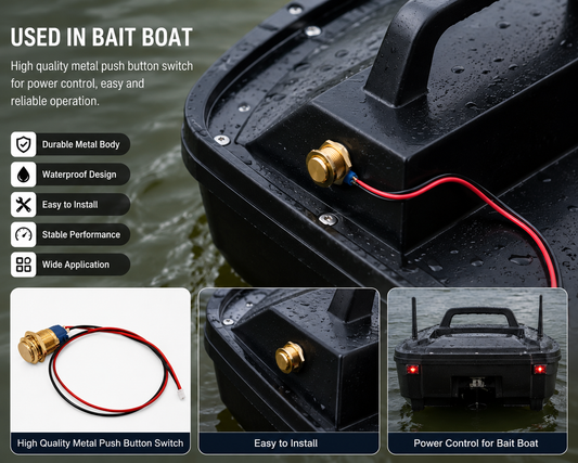 Waterproof Metal Push Button Switch for Bait Boat